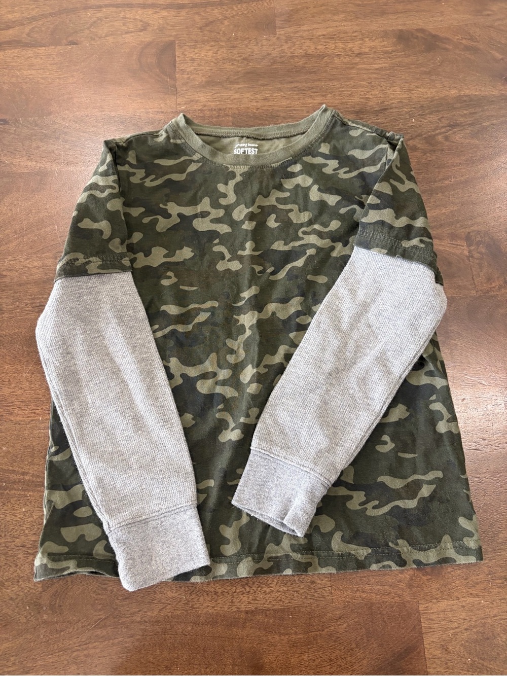 jumping beans Olive Camo Long Sleeve Tee with Gray Sleeves